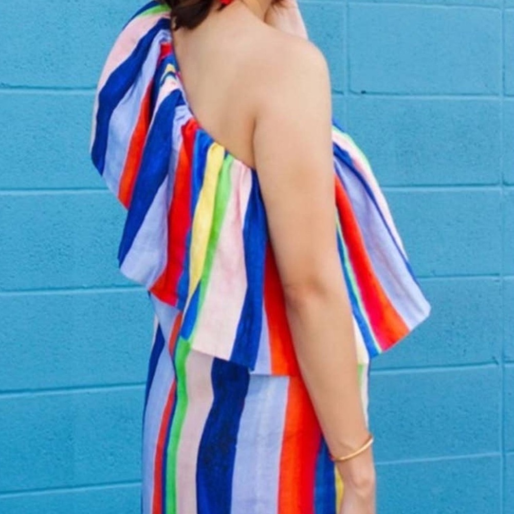 Mara Hoffman Stripe One Shoulder Mini Dress